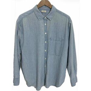 AYR Womens XL Chambray Button Down Relaxed Fit Shirt Deep End Style Minimalist